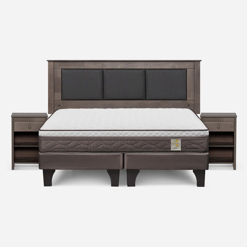 ROSEN - Cama Europea New Style 4 P King + Respaldo + Velador Rosen