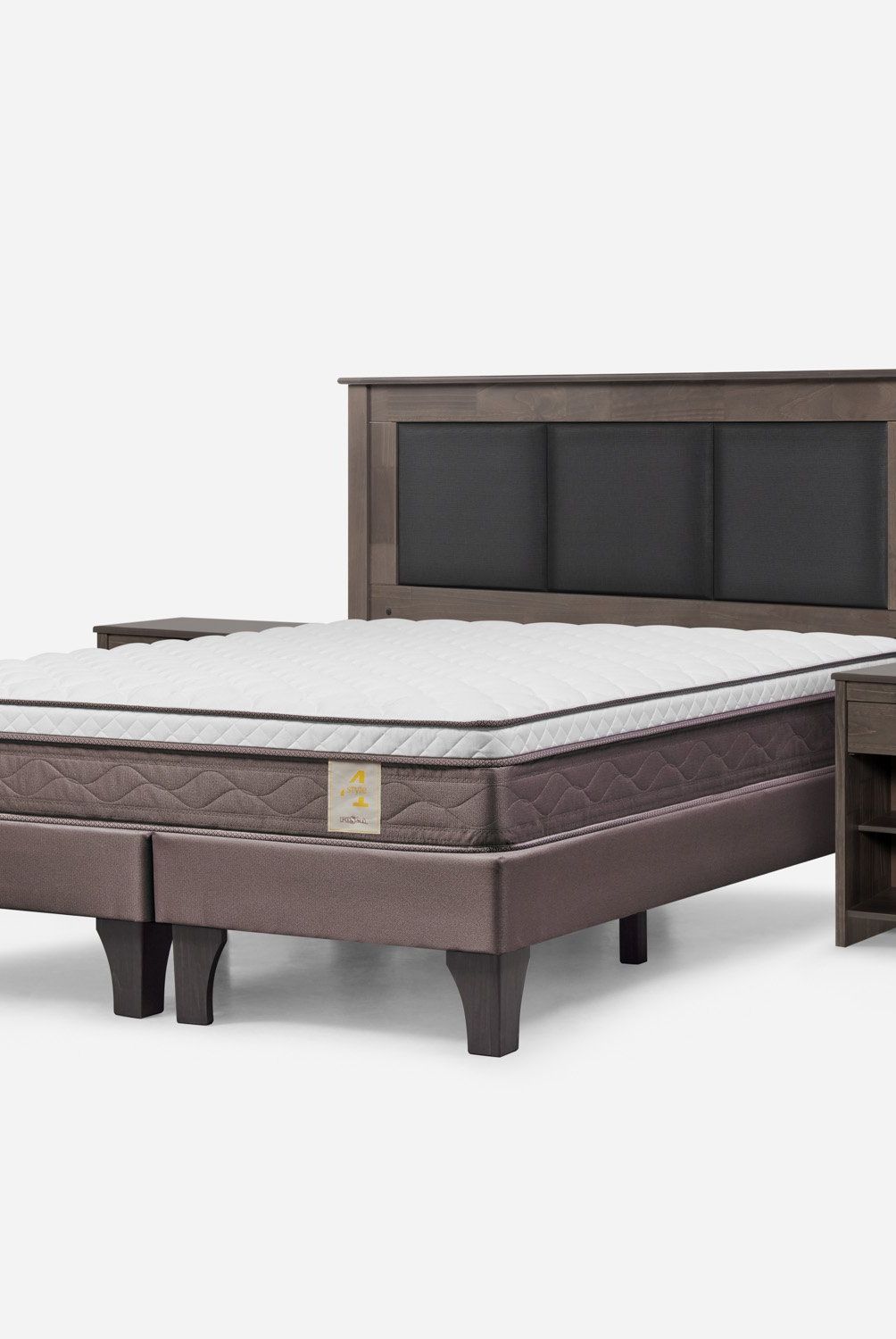 ROSEN - Cama Europea New Style 4 P King + Respaldo + Velador Rosen