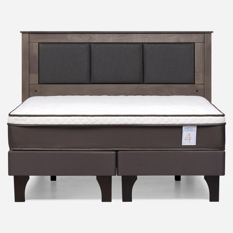 Cama Europea New Style 4 Plus Plus 2 Plazas x 2.00 mt Base Dividida + Respaldo