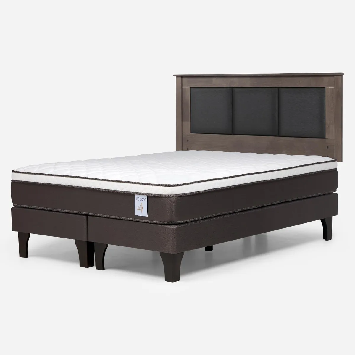 ROSEN - Cama Europea New Style 4 Plus 2 Plazas x 2.00 mt Base Dividida + Respaldo Rosen