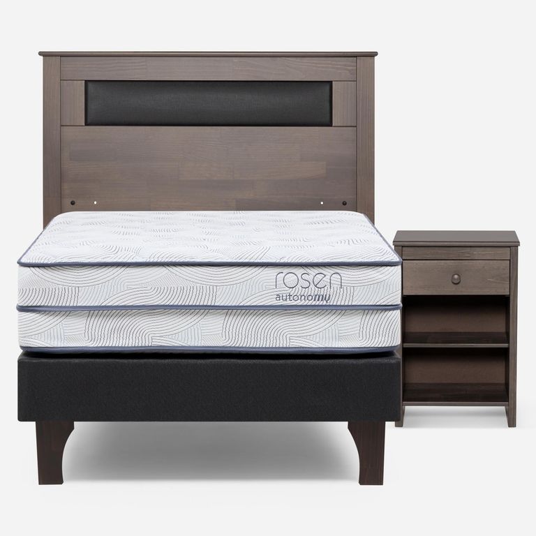 Cama Europea Autonomy Sky 1.5 Plazas x 2.00mt + Respaldo + 1 Velador