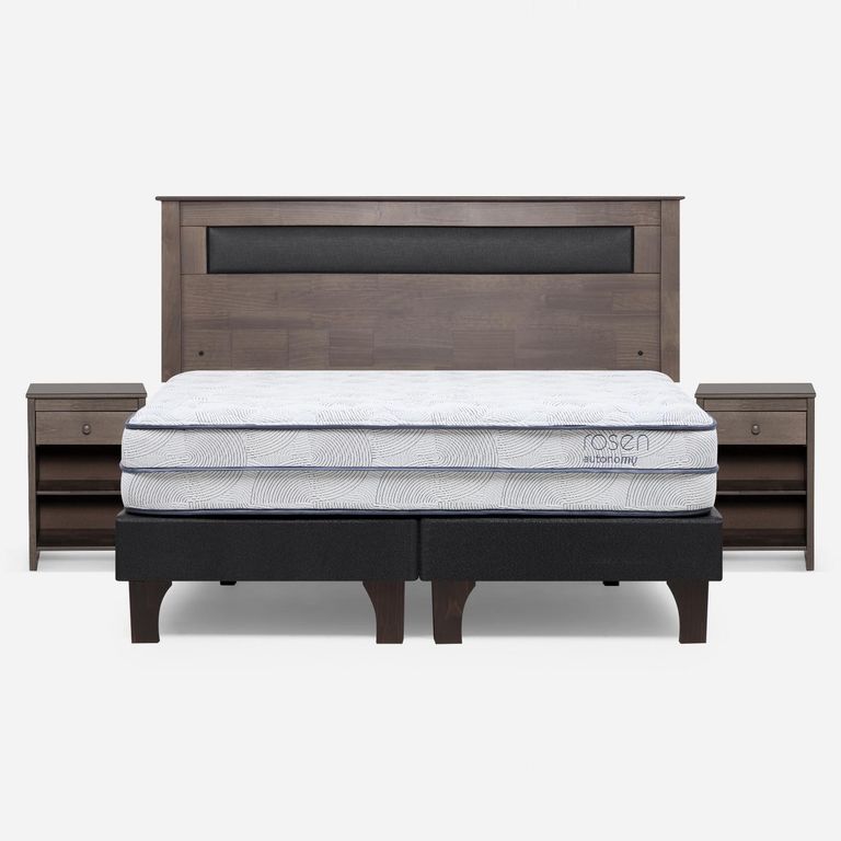 Cama Europea Autonomy Sky King x 2.00mt Base Dividida + Respaldo + 2 Veladores