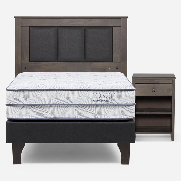 ROSEN Cama Europea Autonomy Sky 1.5 Plazas x 2.00mt + Respaldo + 1 Velador