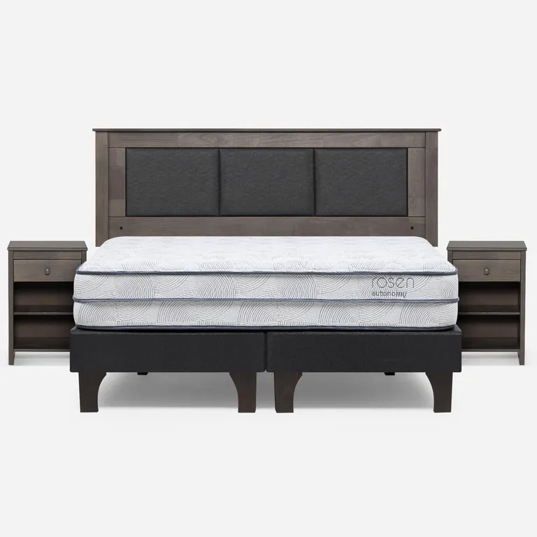 Cama Europea Autonomy Sky King x 2.00mt Base Dividida + Respaldo + 2 Veladores