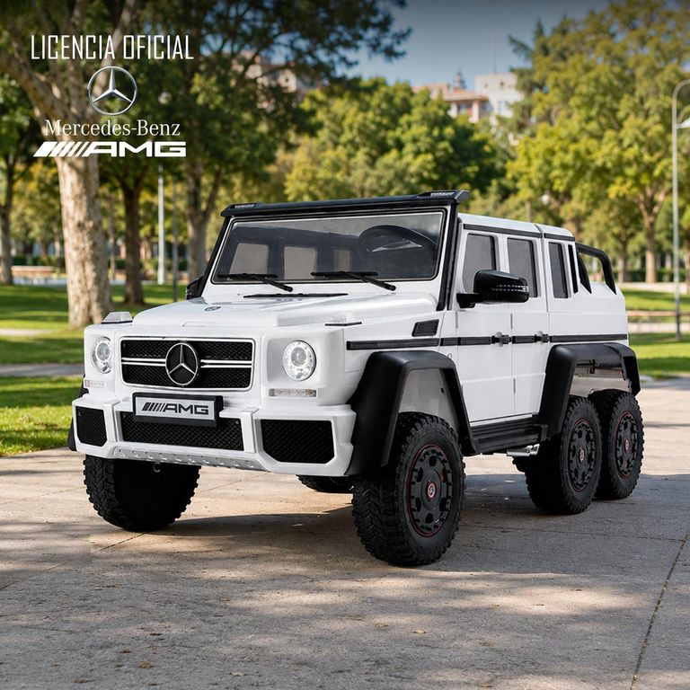 Auto Batería G63 Licencia Mercedes 6x6 Blanco 12v
