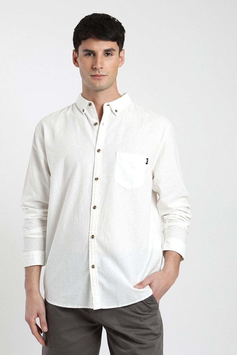 FROENS - Camisa Manga Larga Lino Hombre Froens
