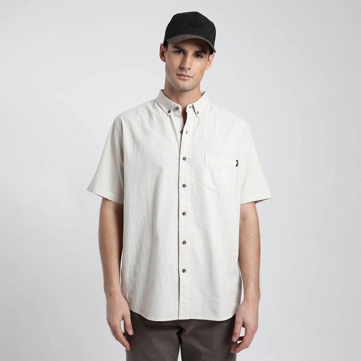 FROENS - Camisa Manga Corta Lino Hombre Froens