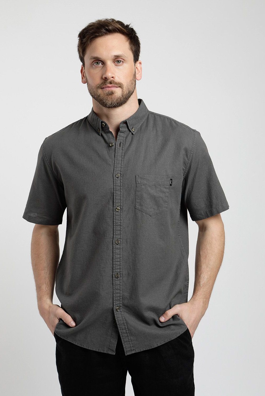 FROENS - Camisa Manga Corta Lino Hombre Froens