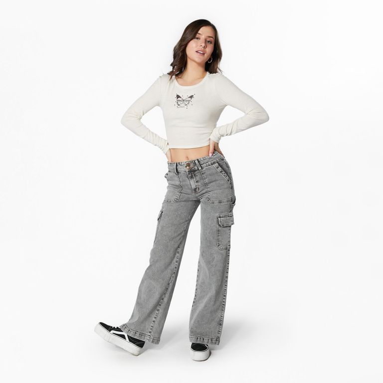 Jeans Palazzo Tiro Alto Mujer