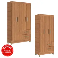 MOBILFRANK - Combo 2 clóset 3 puertas 2 cajones y 4 puertas 2 cajones Miel