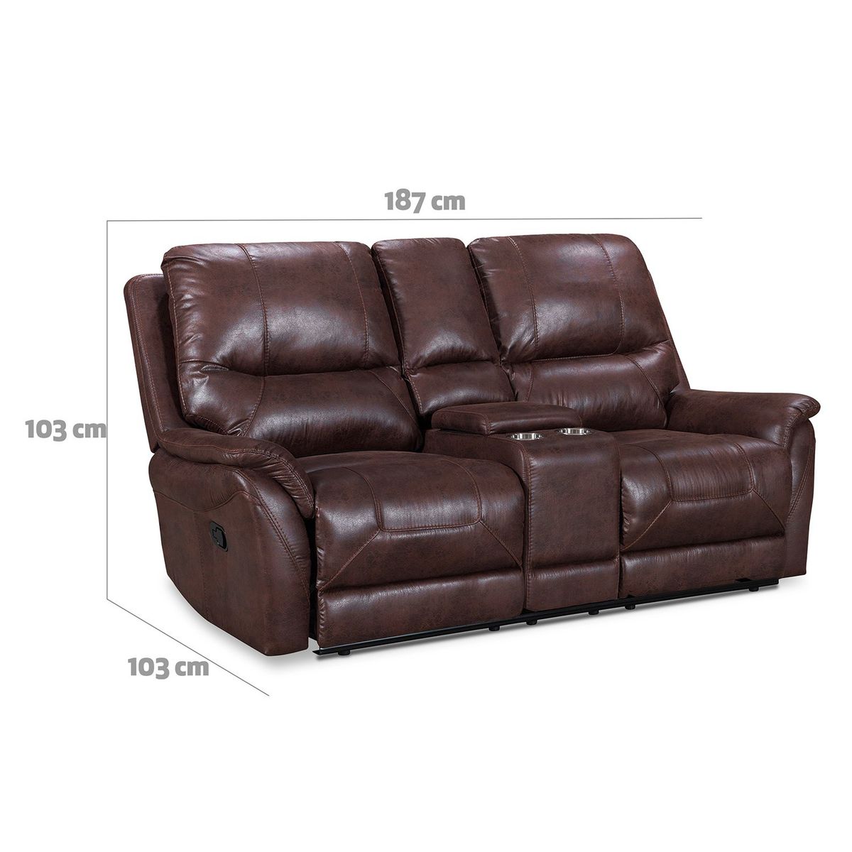 CIC - Sofá Reclinable 2 Cuerpos Toledo Consola Walnut Cic