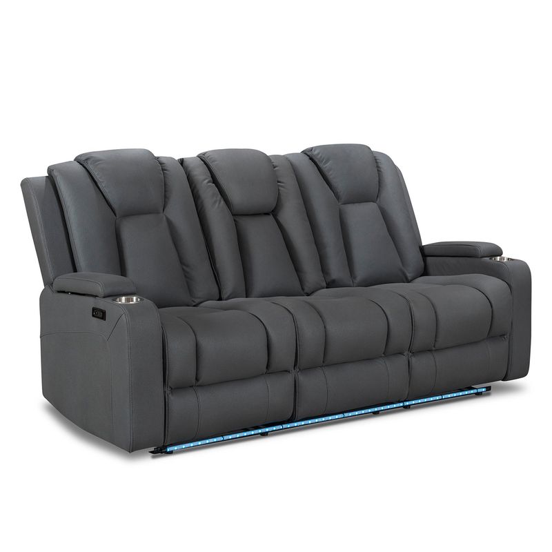CIC - Sofá Reclinable 3 Cuerpos Full Granada Gris Cic