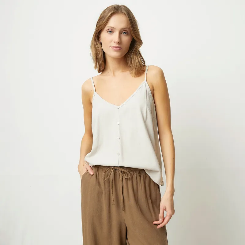 VERO MODA - Blusa Sin Mangas Lino Mujer Vero Moda