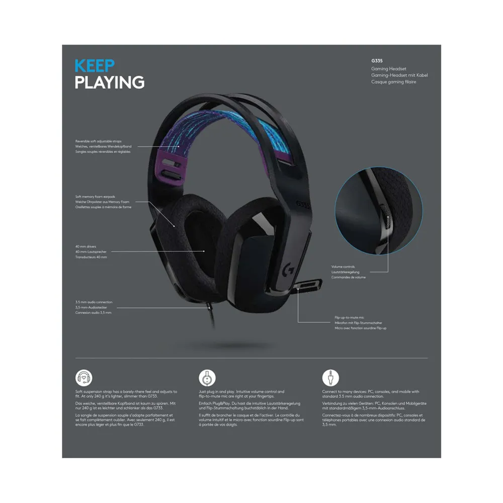 Logitech G335 Negro, foto 5