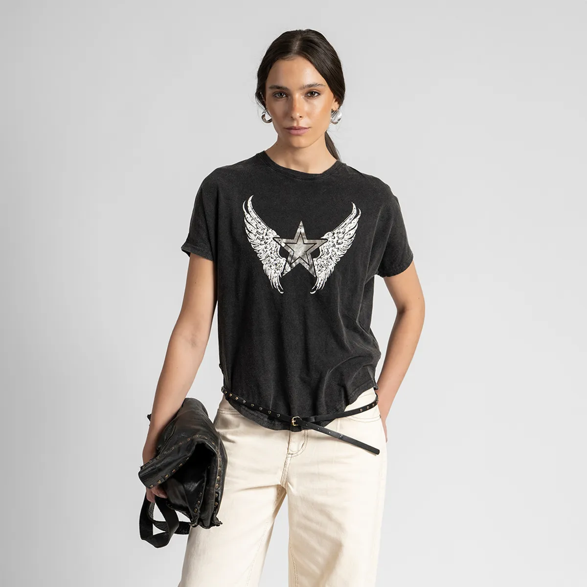 LOLITA POCKET - Polera Alas Grafito Lolita Pocket