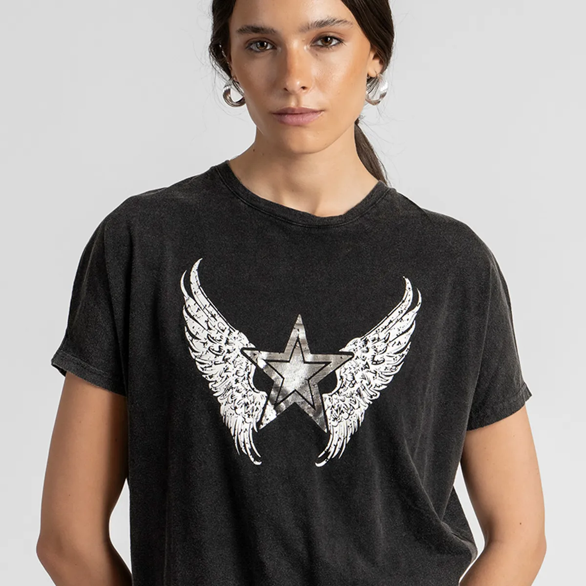 LOLITA POCKET - Polera Alas Grafito Lolita Pocket