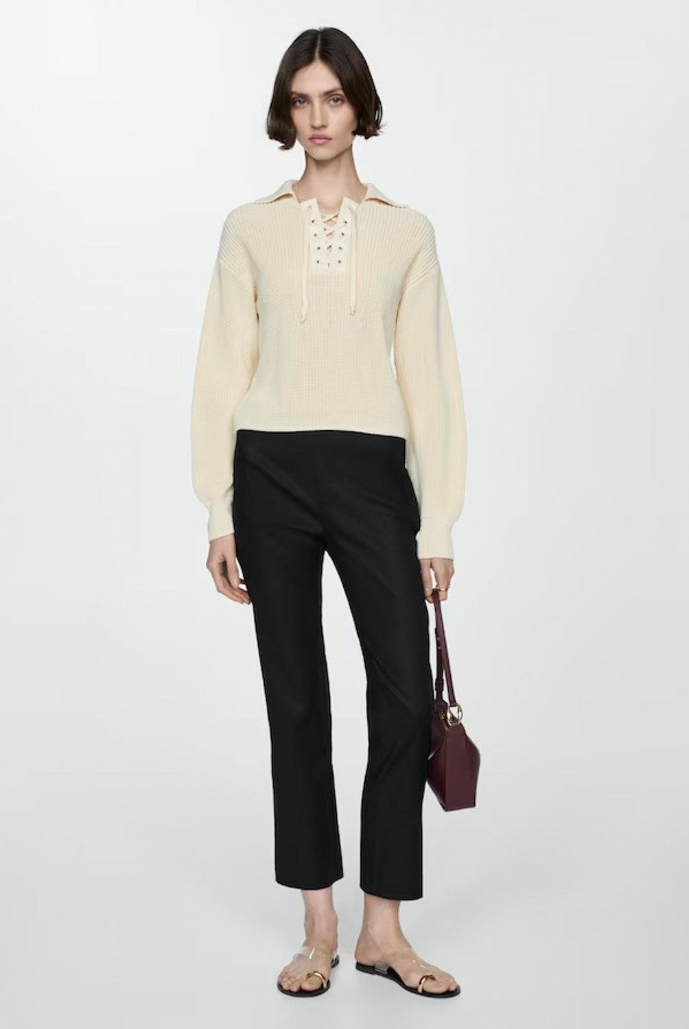 MANGO - Pantalón Flare Lino Mujer Mango