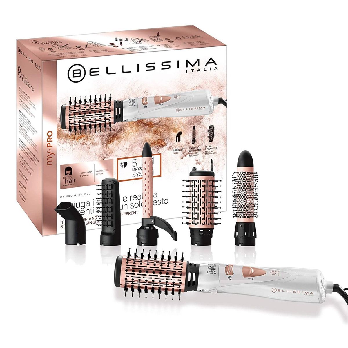 BELLISSIMA ITALIA - Cepillo Secador Gh18 5 en 1 Bellissima
