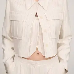 MANGO - Chaqueta Bolsillos Rayas Mujer