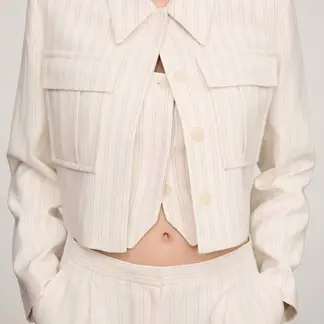 MANGO - Chaqueta Bolsillos Rayas Mujer
