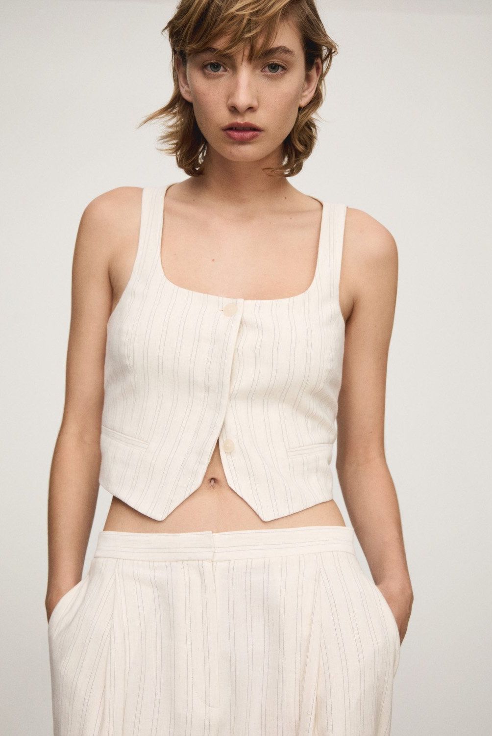 MANGO - Chaqueta Traje Rayas Mujer Mango