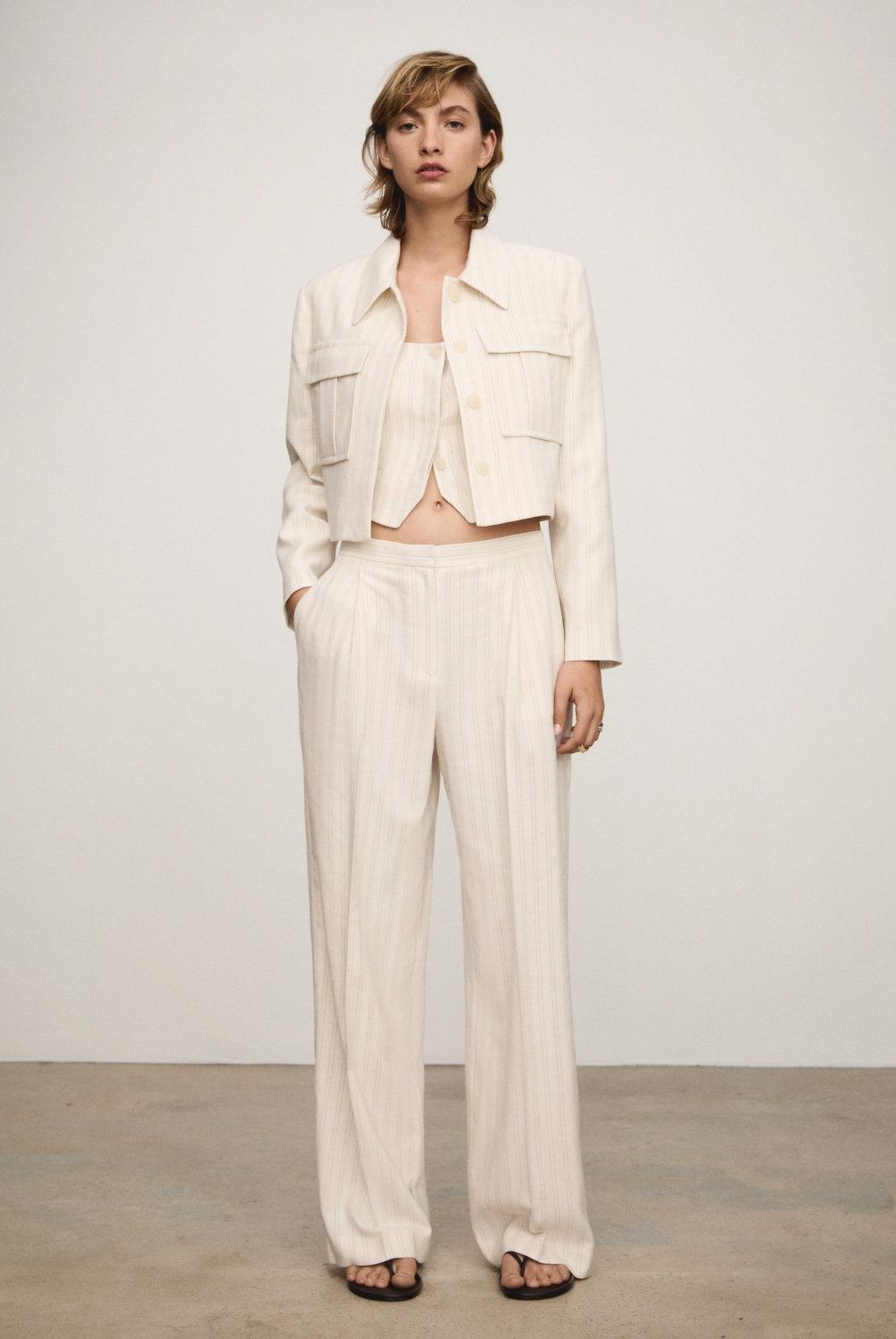 MANGO - Pantalón Recto Rayas Mujer Mango