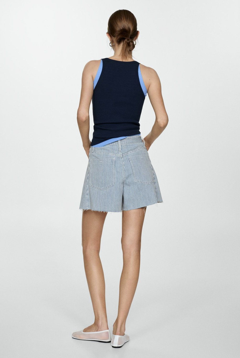 MANGO - Short Vaqueros Estampado Rayas Mujer Mango