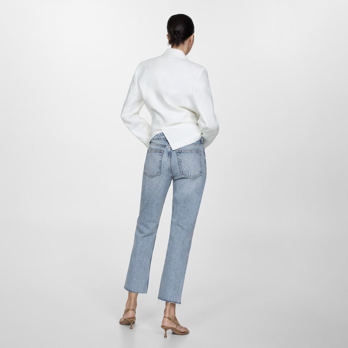MANGO - Jeans Straight Tiro Medio Mujer Mango