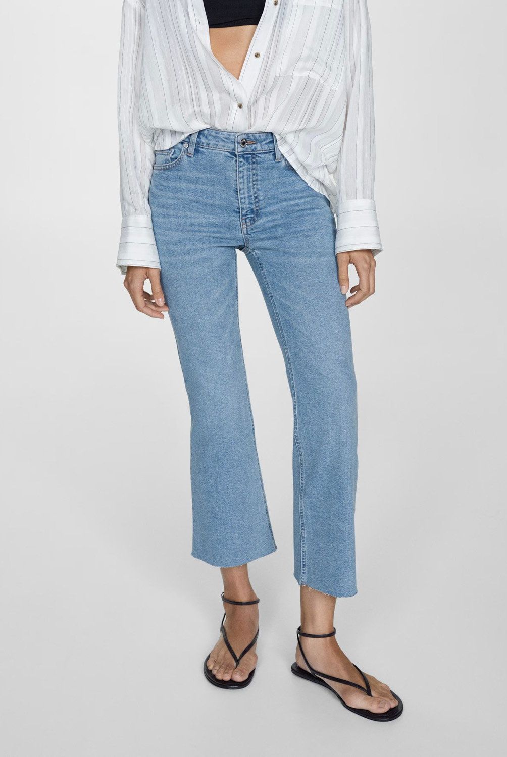 MANGO - Jeans Sienna Tiro Alto Flare Crop Mujer Mango