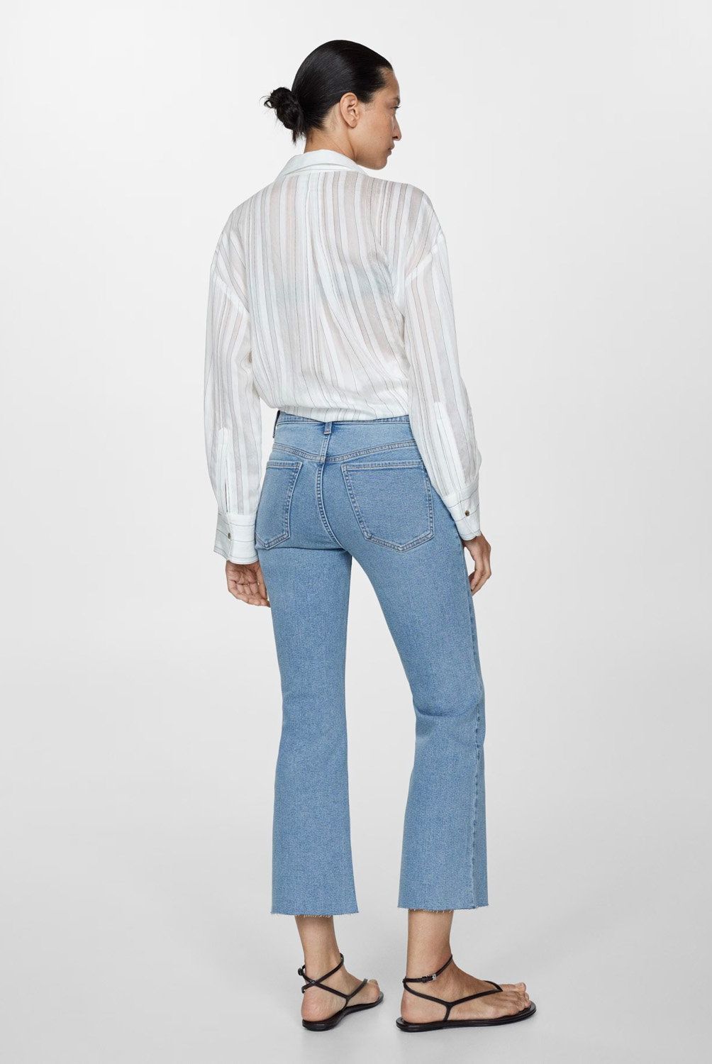MANGO - Jeans Sienna Tiro Alto Flare Crop Mujer Mango