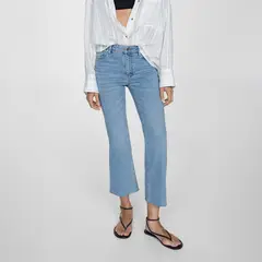 MANGO - Jeans Sienna Tiro Alto Flare Crop Mujer