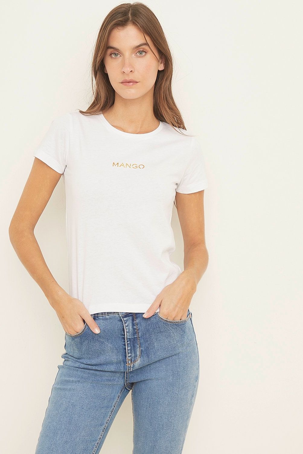 MANGO - Polera Algodón Logo Mujer Mango