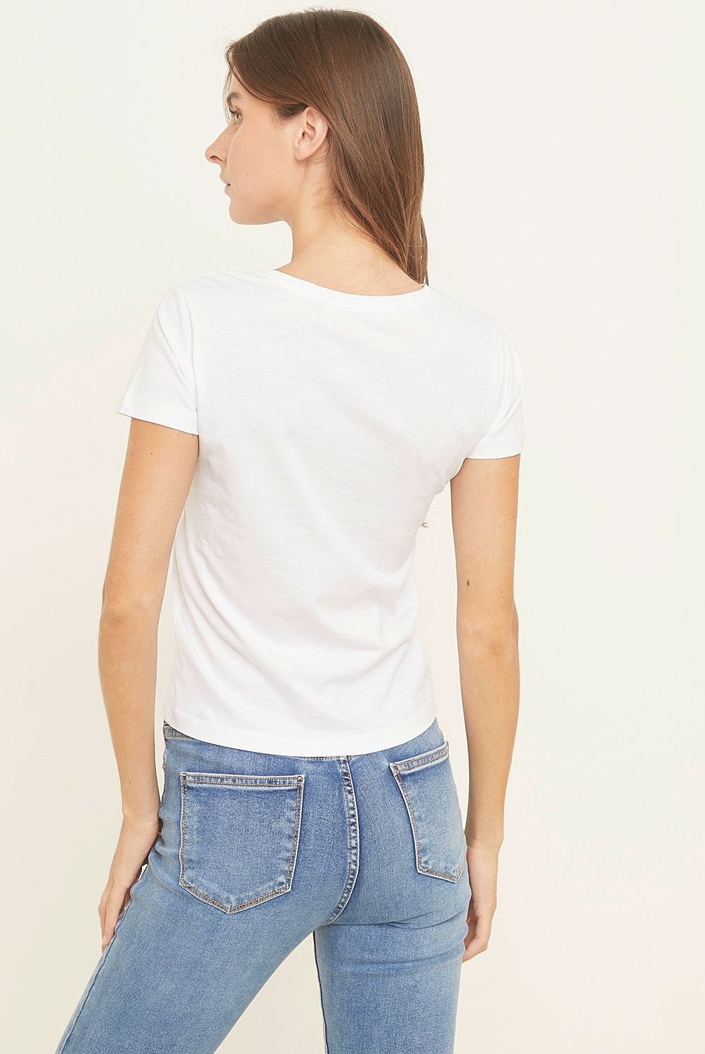 MANGO - Polera Algodón Logo Mujer Mango