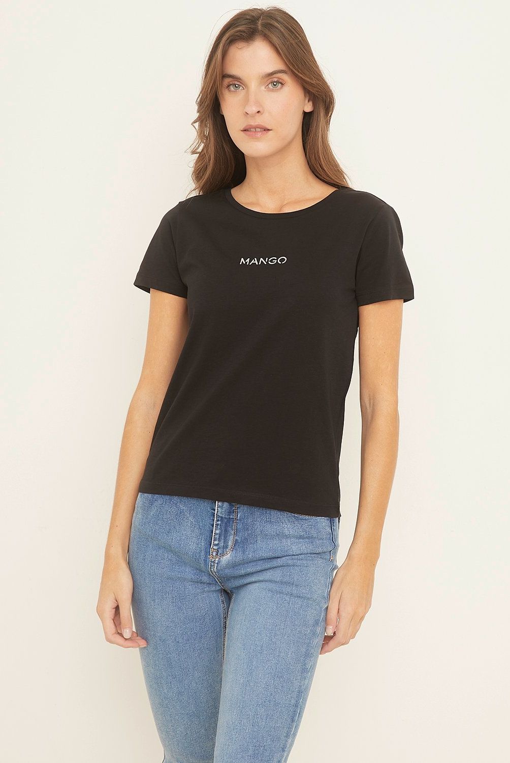 MANGO - Polera Algodón Logo Mujer Mango