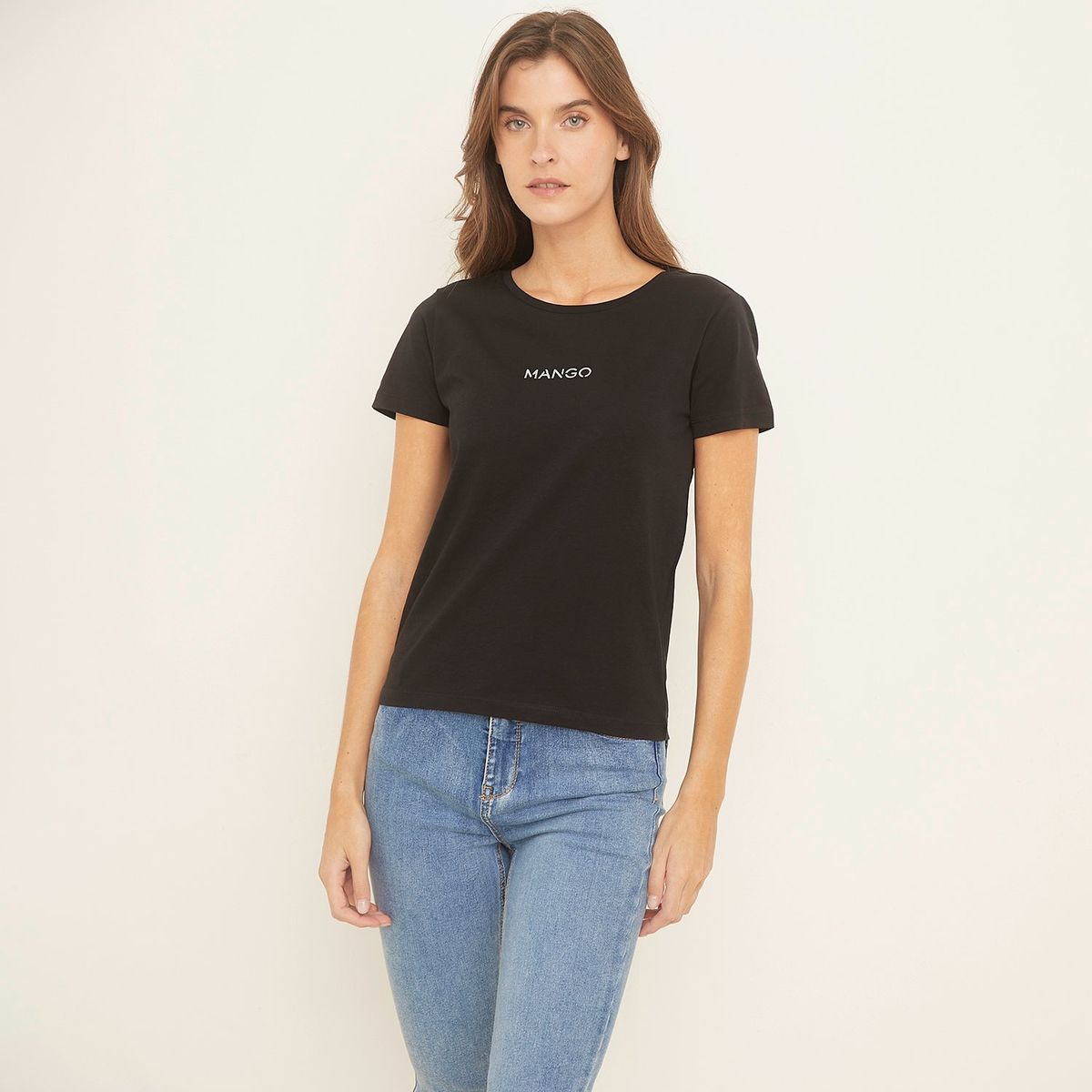 MANGO - Polera Algodón Logo Mujer Mango
