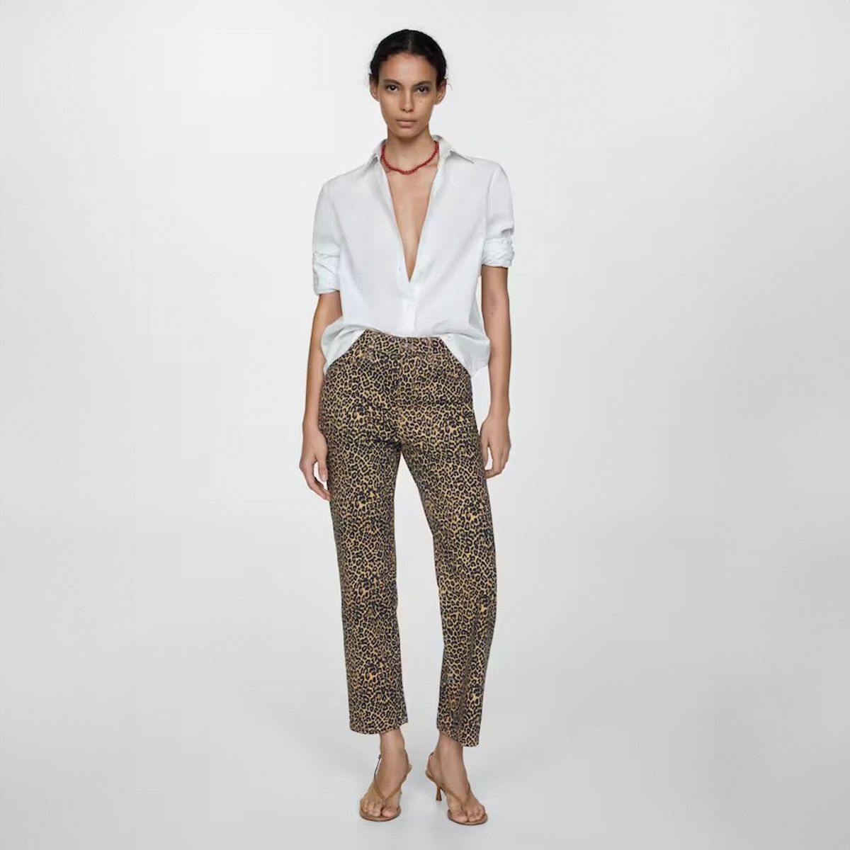 MANGO - Jeans Recto Leopard Mujer Mango