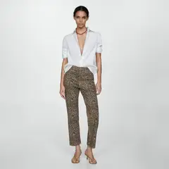 MANGO - Jeans Recto Leopard Mujer