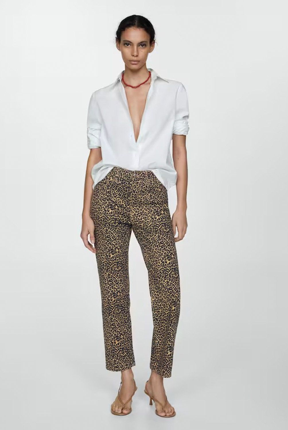 MANGO - Jeans Recto Leopard Mujer Mango