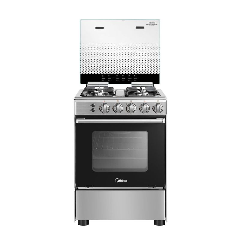 MIDEA - Cocinas a Gas 4 Quemadores Horno de 68 Lt Gas Licuado MCG-4QSG24NS Midea