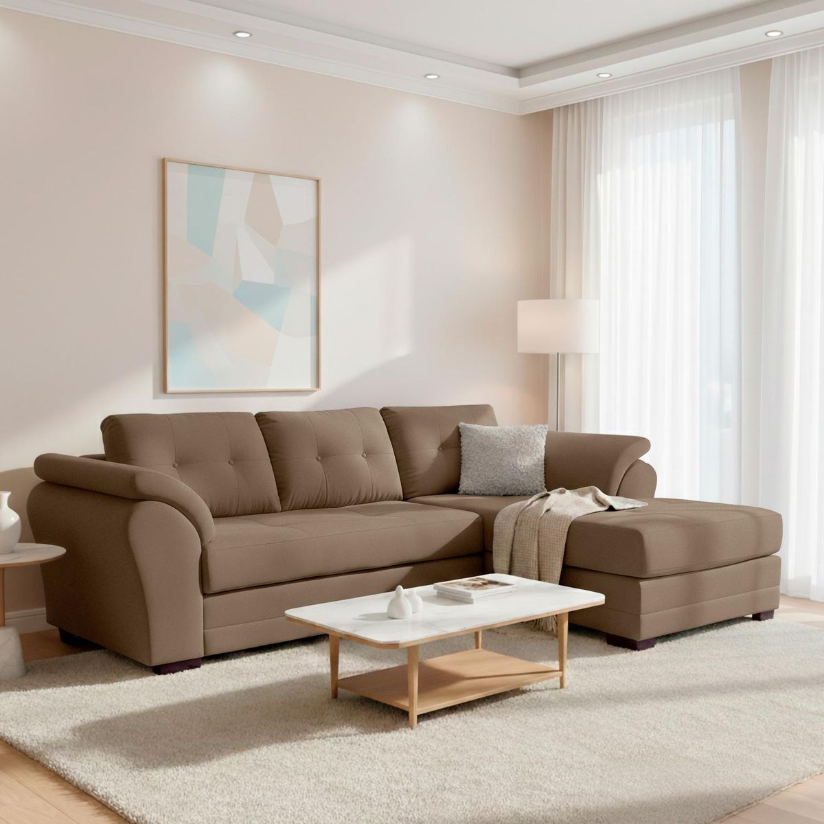 LIVING FACTORY - Sofá Seccional Derecho Felpa Samy Living Factory