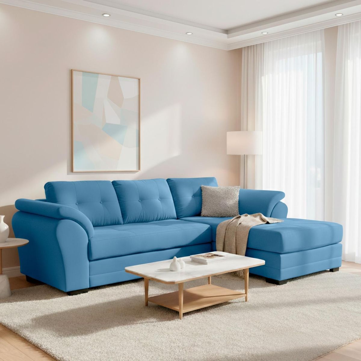 LIVING FACTORY - Sofá Seccional Derecho Felpa Samy Living Factory