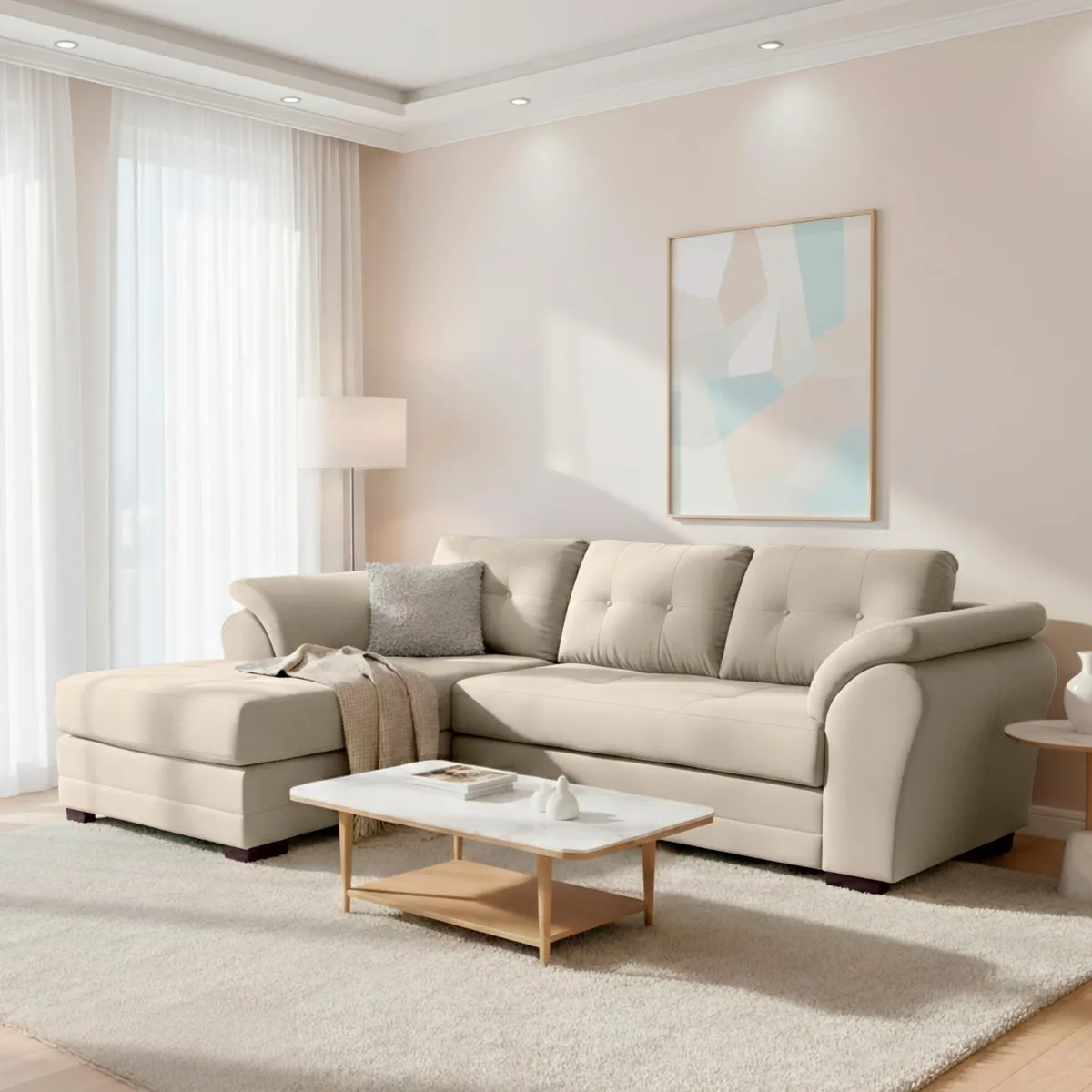 LIVING FACTORY - Sofá Seccional Izquierdo Felpa Samy Living Factory