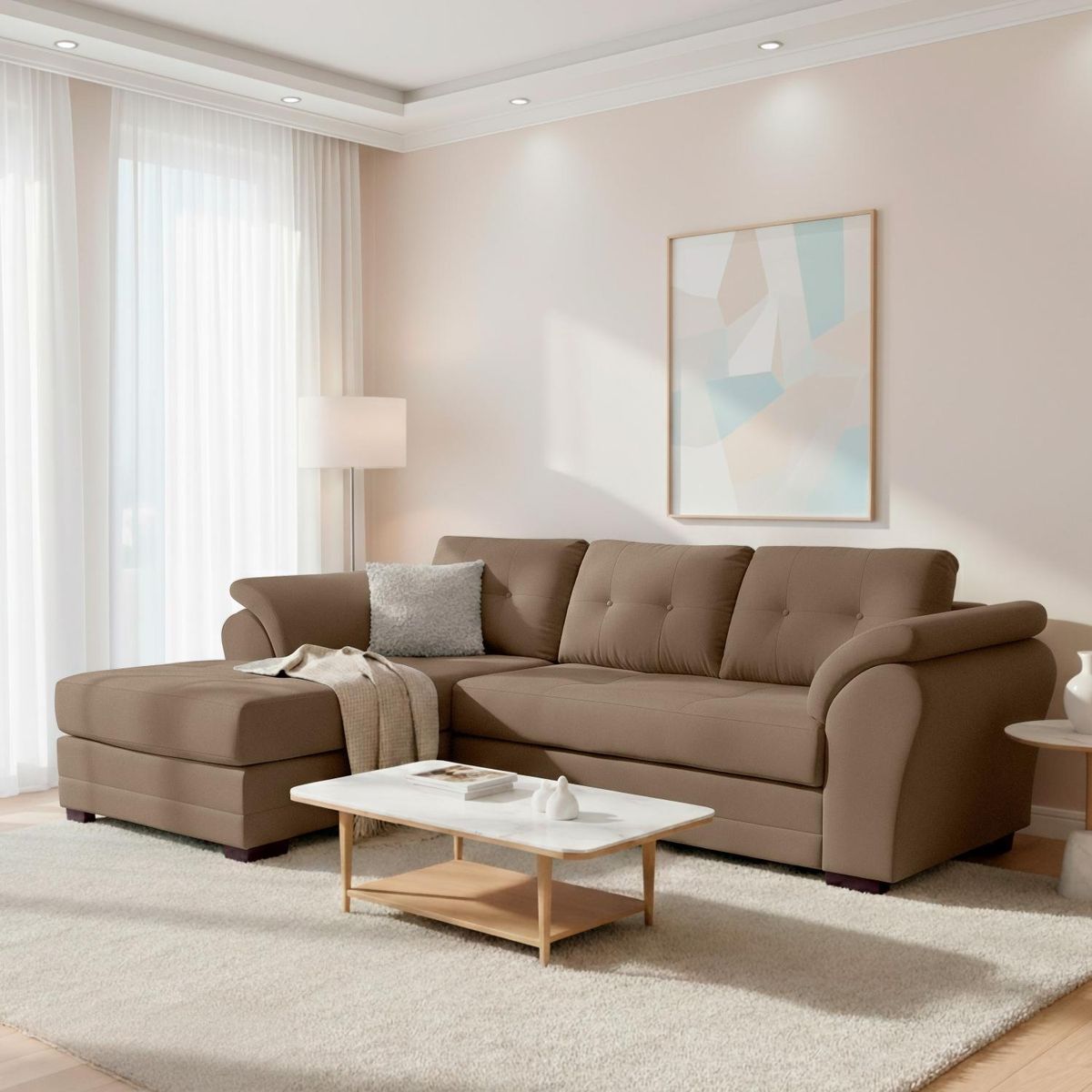 LIVING FACTORY - Sofá Seccional Izquierdo Felpa Samy Living Factory