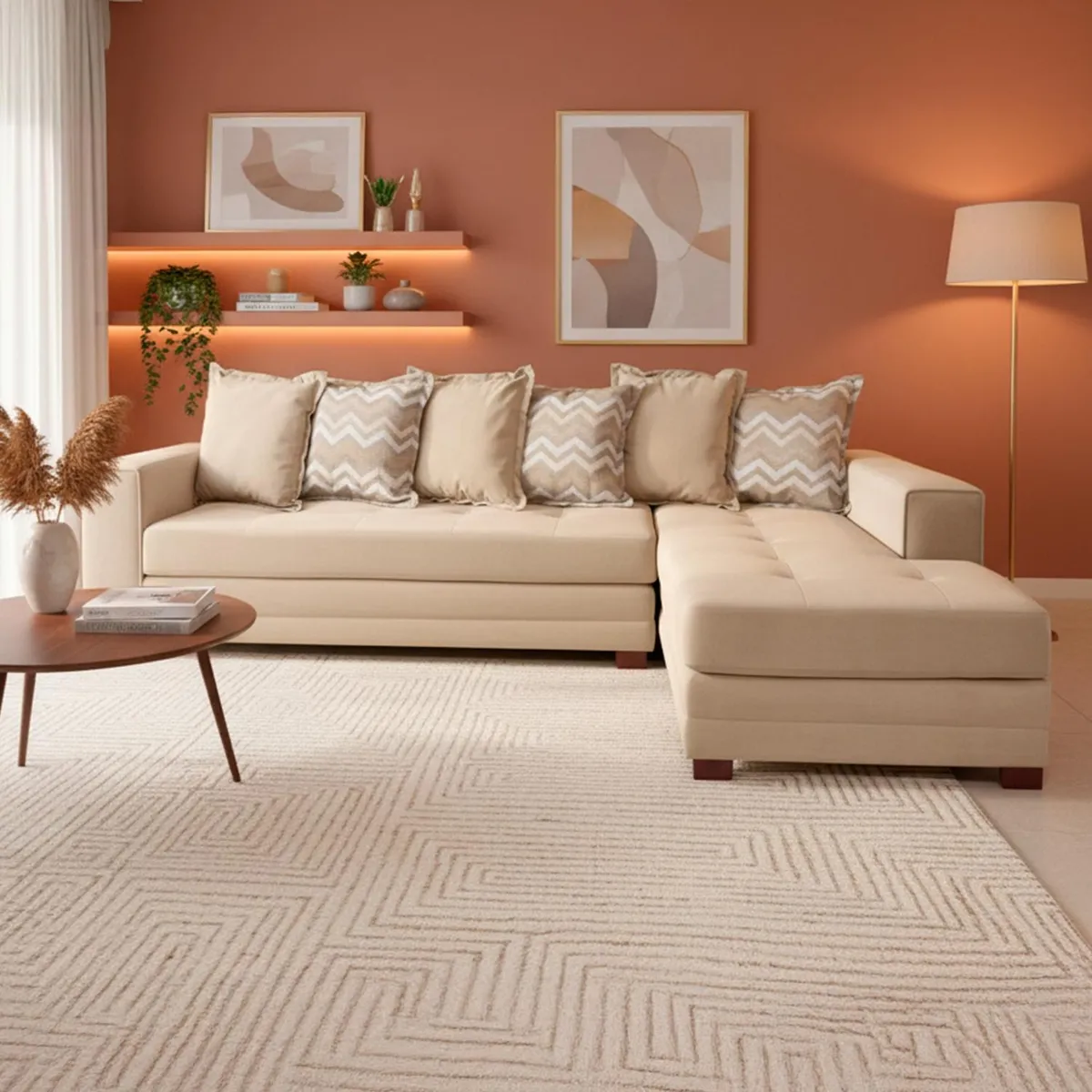 LIVING FACTORY - Sofá Seccional Derecho Felpa Venecia Living Factory