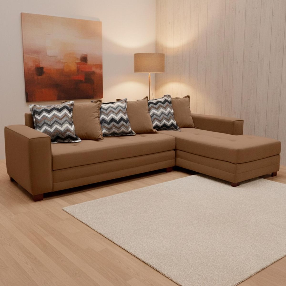 LIVING FACTORY - Sofá Seccional Derecho Felpa Venecia Living Factory