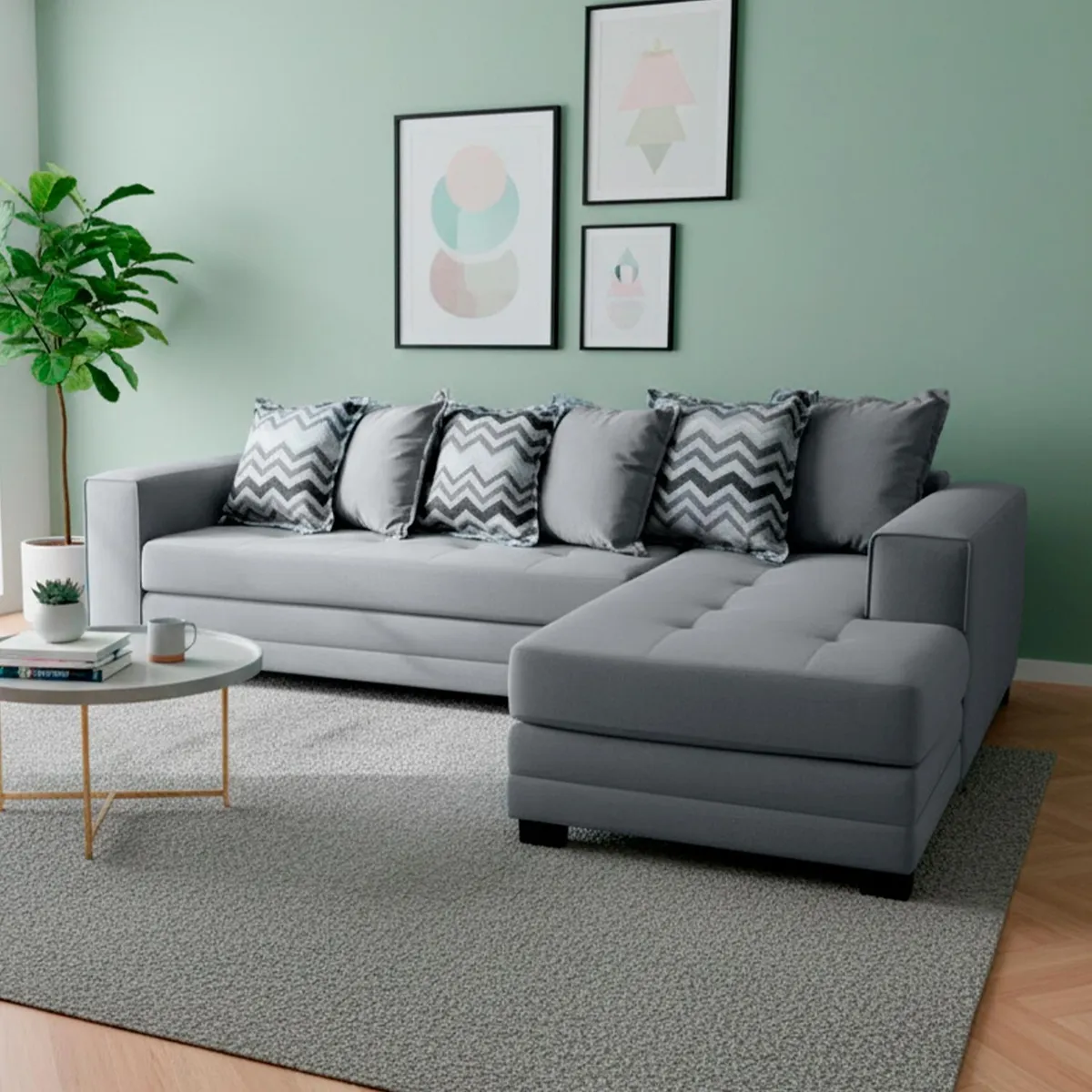 LIVING FACTORY - Sofá Seccional Derecho Felpa Venecia Living Factory