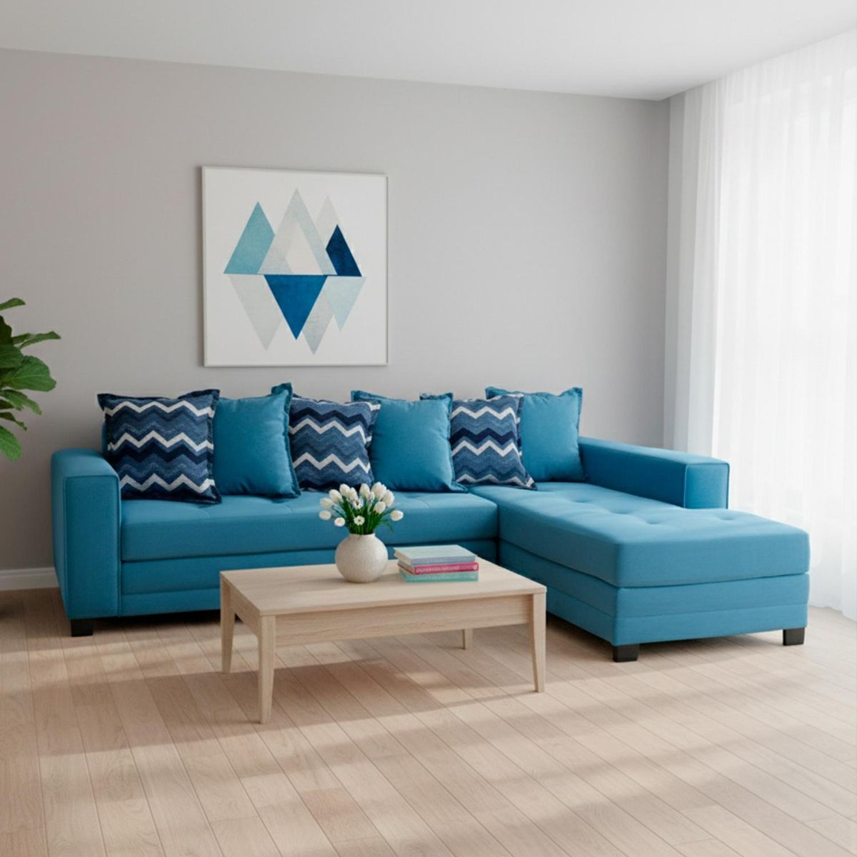 LIVING FACTORY - Sofá Seccional Derecho Felpa Venecia Living Factory