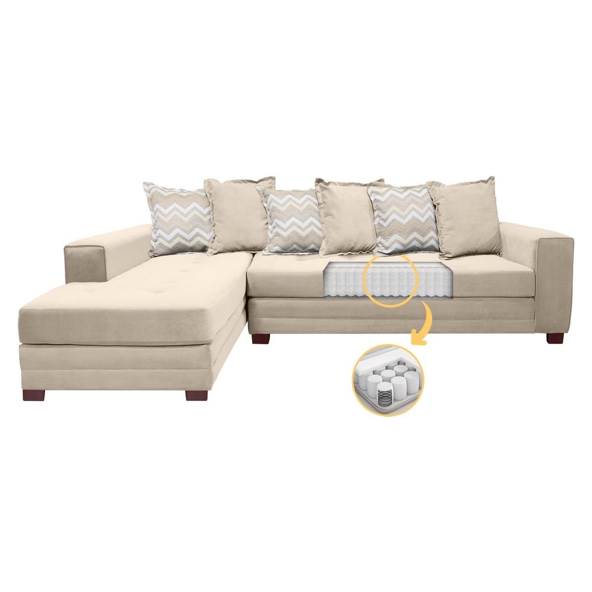 LIVING FACTORY - Sofá Seccional Izquierdo Felpa Venecia Living Factory