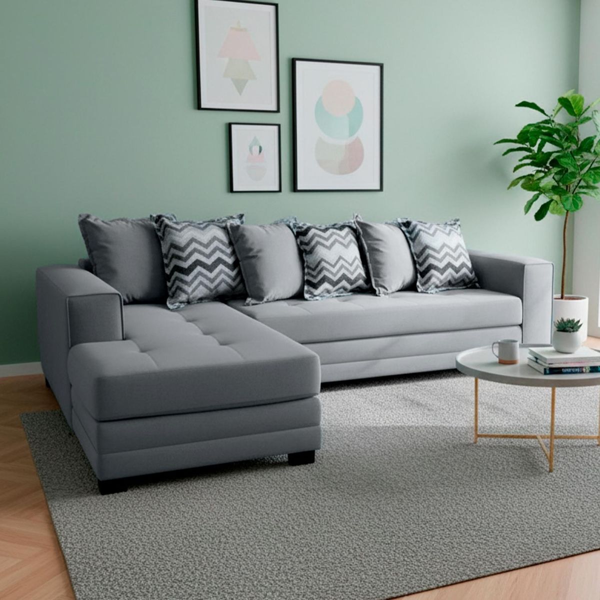 LIVING FACTORY - Sofá Seccional Izquierdo Felpa Venecia Living Factory