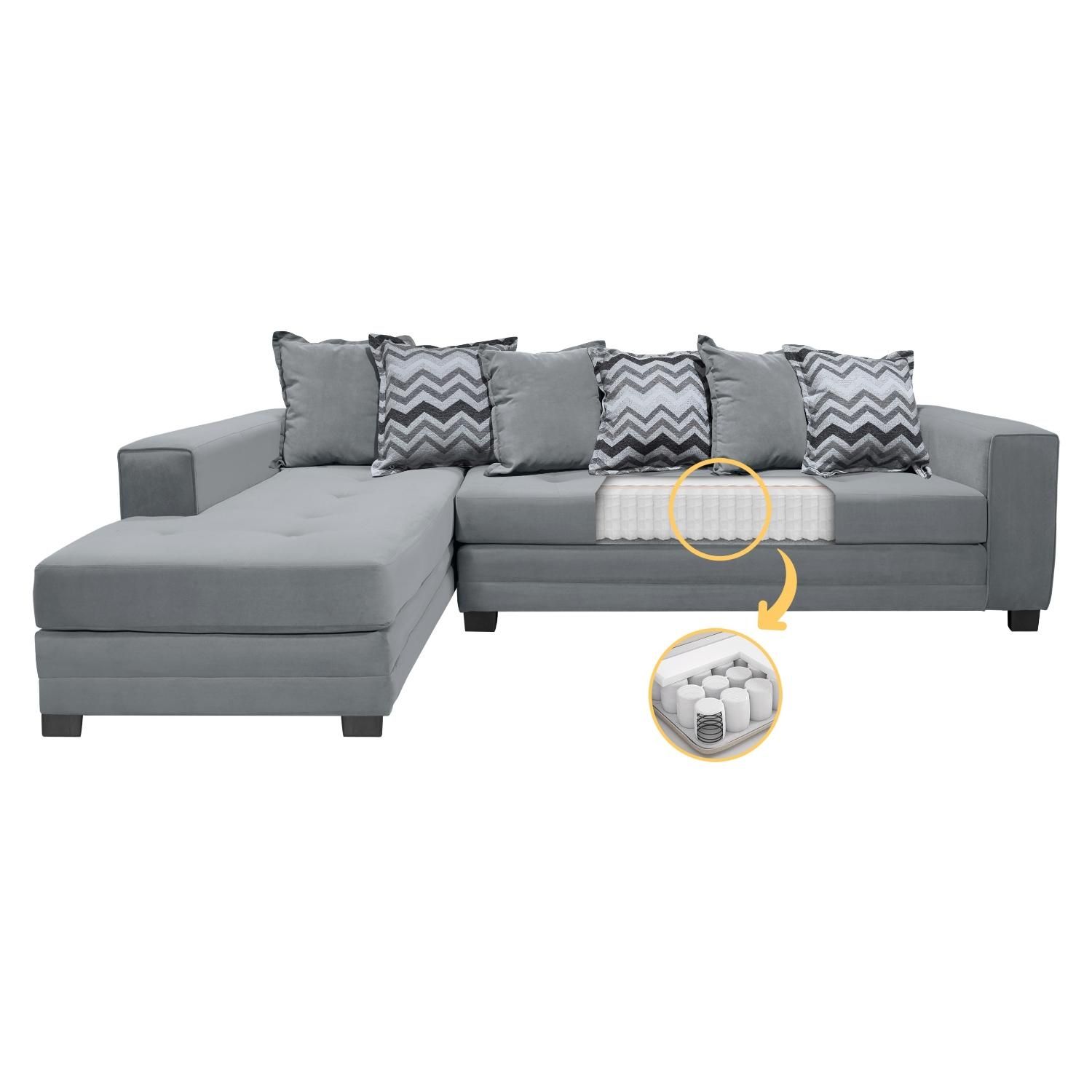 w.pcoco 様 junglerelief gray LIVING FACTORY Sofá Seccional Izquierdo Felpa Venecia Living